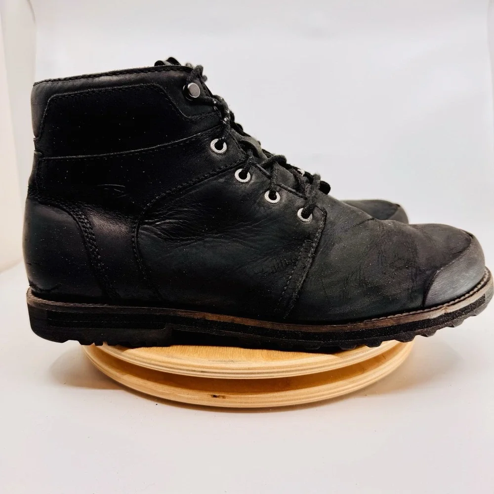 KEEN The Rocker Boots Mens 13 Black Leather Waterproof Lace Up Utility Casual